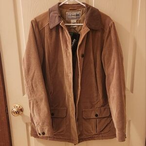 L.L Bean NWT Khaki Corduroy Vintage Oversized Thinsulate Barn Chore Coat Small